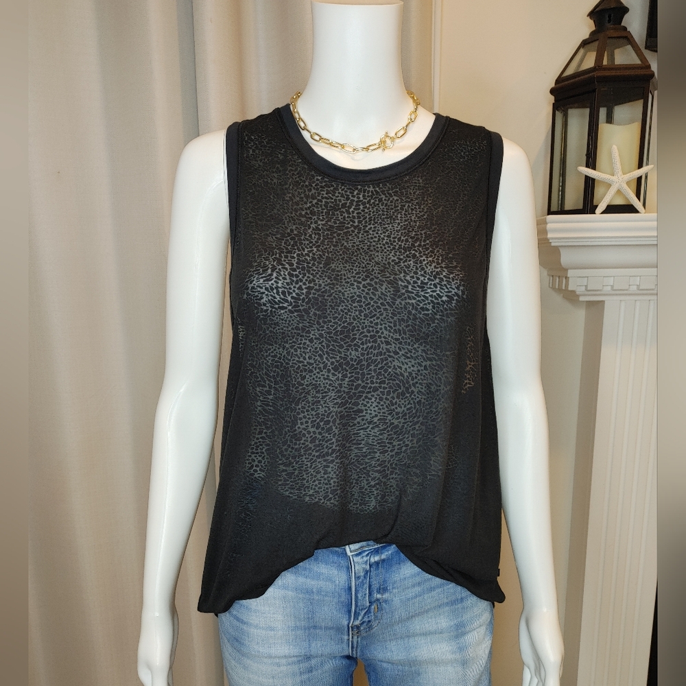 Burnout Tank Top W/ Cheetah Print Pattern Estimated Size M